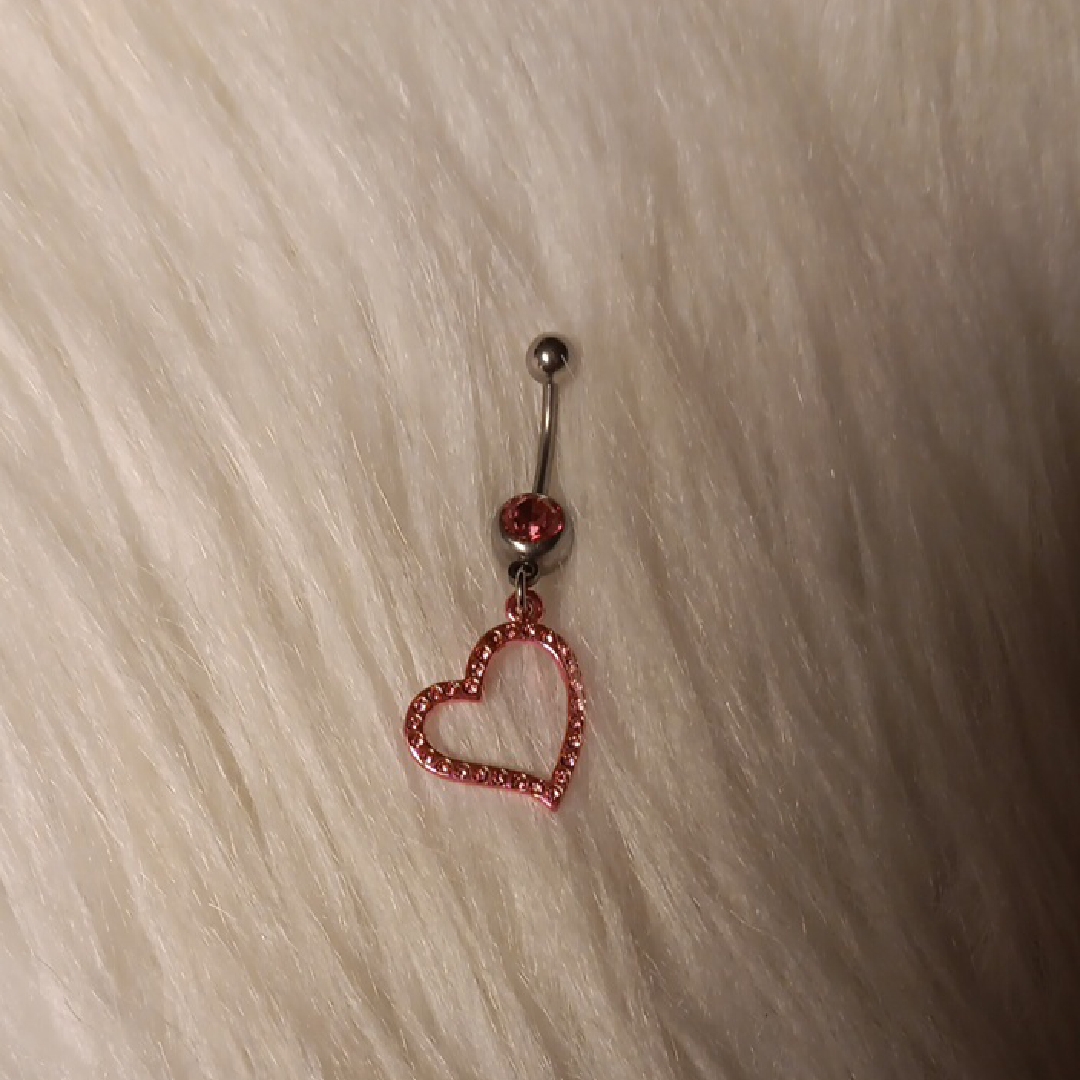 Pink Heart Dangle Belly Ring